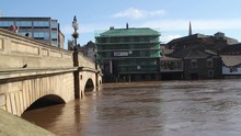 The River Ouse & Kings Arms From Ouse Bridge; York City Centre As The River Ouse Floods; City Of York