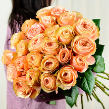Girl Received Beautiful Bouquet Of Yellow Roses. Concept Of Surprise, Attention, Birthday And Valentines Day