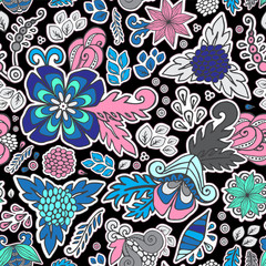  stock vector. flower pattern. seamless botanic texture