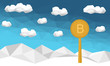 Bitcoin low poly background. Digital cryptocurrency. Technology banner. Low poly background.