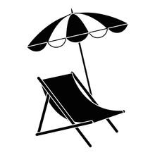 Beach Chair With Umbrella Vector Illustration Design