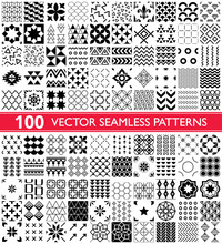 100 Vector Seamless Pattern Collection, Geometric Universal Patterns And Tiles - Big Pack 