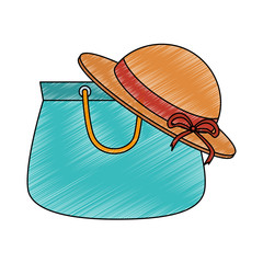 Canvas Print - handbag female with hat vector illustration design