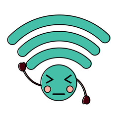 angry wifi kawaii icon image vector illustration design 