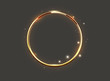 Abstract luxury golden glow ring on transparent background. Vector light circles spotlight and sparks light effect. Gold color round sparkling frame.