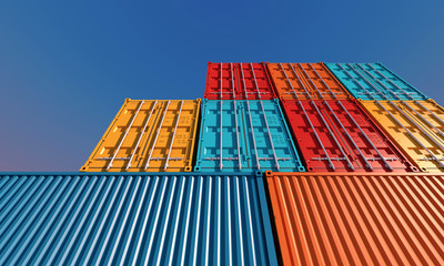 Wall Mural - Stack of containers box, Cargo freight ship for import export business