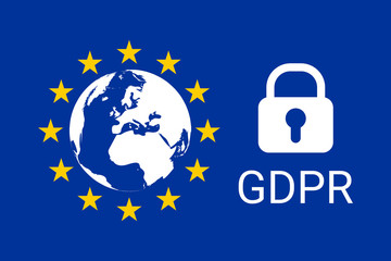 Sticker - GDPR - General Data Protection Regulation. EU map and flag. Vector illustration