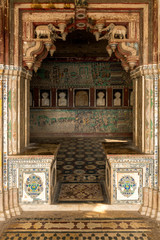 Canvas Print - room with frescoes in Garh Palace, Bundi, Rajasthan