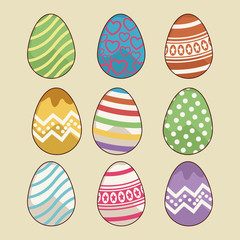 Wall Mural - Colorful easter eggs icons icon vector illustration graphic design