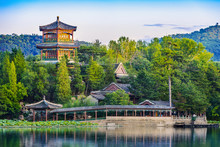 Jinshan Tower (Little Golden Mountain). Located In Chengde Mountain Resort. It Is A Large Complex Of Imperial Palaces And Gardens Situated In The City Of Chengde In Hebei, China.