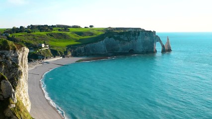 Wall Mural - Beach, ocean and cliffs, Etretat, Normandy, France