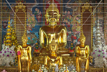 Beautiful Of Buddha In Wat Ming Muang At Nan, Thailand.