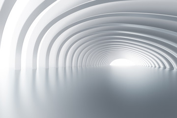 Wall Mural - abstract illuminated empty white corridor interior.