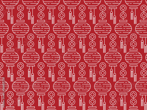Chinese New Year Decorative Lanterns On A Red Background Chinese New Year Decorative Lanterns On A Red Background Lantern Motif Pattern