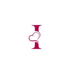 I letter logo with heart icon, valentines day concept