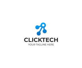 Wall Mural - circuit cursor logo template. tech mouse arrow vector design. technological cursor illustration