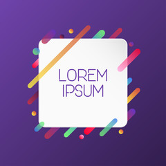 Aufkleber - Banner with colorful rounded gradient diagonal lines. Square frame with trendy neon stripes at purple violet background. Vector illustration.