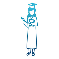 Student woman with graduation gown icon vector illustration graphic design