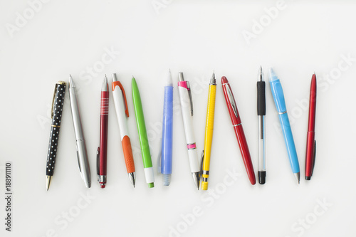 Cuadros en Lienzo Different colour, type, pen and pencil on white background