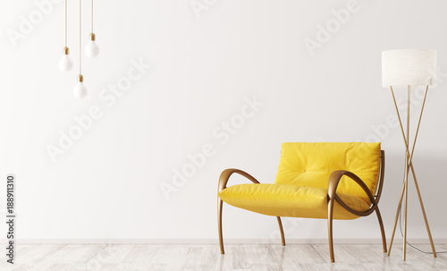 Fotomural Interior with armchair and floor lamp 3d rendering