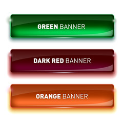 Wall Mural - vector illustration of set of glass green, dark red and orange banners for your design.