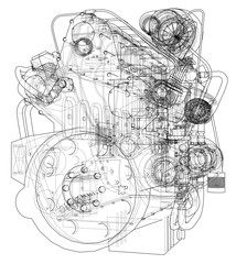 Poster - car engine. vector rendering of 3d