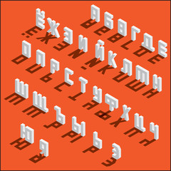 Poster - Isometric russian alphabet on bright background, isolated, with drop shadows. White letters sequence, good for writing qoutes and lettering
