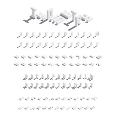 Poster - Large vector isometric bundle of english letters. Collection of font in various foreshortening with drop shadows