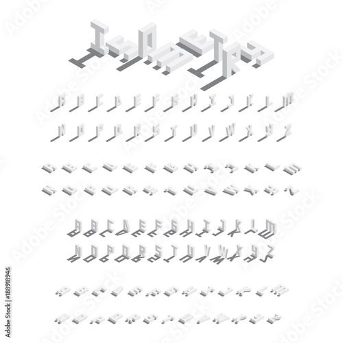 Fotografie, Tablou Large vector isometric bundle of english letters