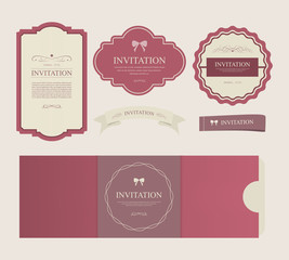 Wall Mural - set of vintage labels old fashion. invitation banner illustration vector.