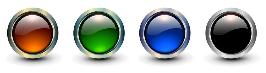 Poster - Buttons glossy set, shiny metallic 