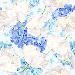 Wall Mural - Hidrangea tulip blue pattern