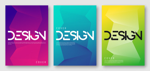 Poster - Abstract gradient geometric cover designs, trendy brochure templates, colorful futuristic posters. Vector illustration. Global swatches.