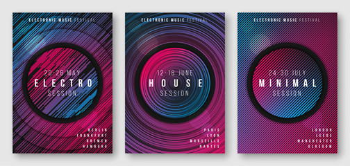 Wall Mural - abstract geometric electronic music poster designs, brochure cover templates, flyers. vector illustr