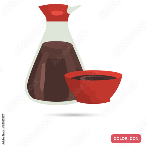 Soy sauce bottle color flat icon Buy this stock vector and explore