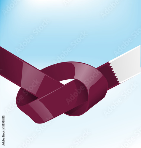 Poster quatar ribbon flag on bue sky background