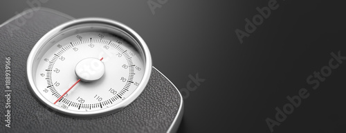 Fotografía Weighing scale isolated on black background. 3d illustration
