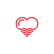 Love with desert sand or wave sea, ocean, water Icon. Simple Heart Illustration Line Style Logo Template Design. 
