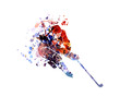 Vector watercolor silhouette hockey player
