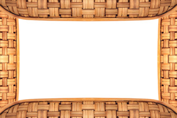 Bamboo frame weave texture on White background, copy space