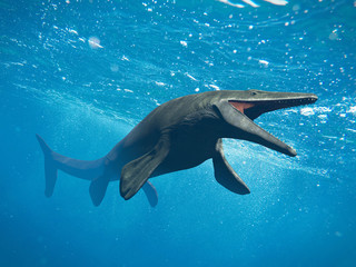 Wall Mural - Mosasaurus, huge ocean lizard, extinct Mosasaur between 70 and 66 million years ago