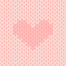 Pink Knitted Seamless Pattern With Heart