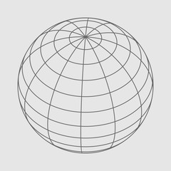Wire frame style design. Platonic solid design. Earth globe