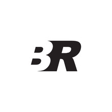 Initial Letter BR, Negative Space Logo, Simple Black Color