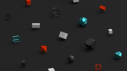 Poster - Abstract 3d rendering of geometric shapes. Computer generated loop animation. Modern background, seamless motion design for poster, cover, branding, banner, placard. 4k UHD