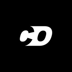 Initial letter CO, negative space logo, white on black background