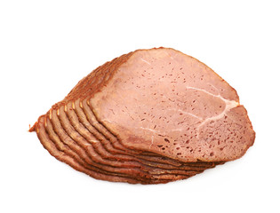 Wall Mural - Sliced smoked ham meat isolated