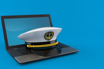 Sticker - Captain's hat with laptop