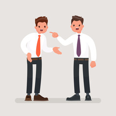 Wall Mural - Conflict at work. Office workers to fight. Business discord. Vector illustration in a flat style