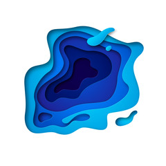 Wall Mural - abstract background with blue paper cut shapes